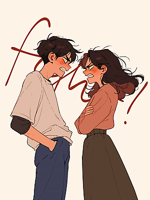 부부 여자 남자 감정 일러스트 관계 성인 두명 치마 마주보기 팔짱 충돌 주머니손 부부싸움 갈등 노려봄 대치 베이지색 의사소통 성인만 국내일러스트 AI파일 커플 컬러 모션 하의 표정 사람 싸움 파일형식 벡터