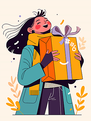 여자 행복 리본 잎 일러스트 안기 바람 선물 한명 미소 웃음 성인 선물상자 쇼핑 쇼핑백 노란색 귀걸이 목도리 기쁨 코트 외출 베이지색 성인여자한명만 흩날리기 국내일러스트 AI파일 자연요소 식물 1 잡화 감정 컬러 가방 장신구 모션 날씨 표정 사람 상자 외투 여자한명만 성인여자만 파일형식 벡터