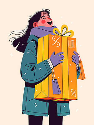여자 행복 리본 장갑 일러스트 안기 바람 선물 한명 미소 웃음 성인 선물상자 쇼핑 쇼핑백 노란색 목도리 기쁨 코트 외출 베이지색 성인여자한명만 흩날리기 국내일러스트 AI파일 자연요소 1 잡화 감정 컬러 가방 모션 날씨 표정 사람 상자 외투 여자한명만 성인여자만 파일형식 벡터