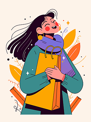 여자 행복 잎 일러스트 안기 바람 선물 한명 미소 웃음 성인 쇼핑 쇼핑백 노란색 귀걸이 목도리 기쁨 코트 외출 베이지색 성인여자한명만 흩날리기 국내일러스트 AI파일 자연요소 식물 1 잡화 감정 컬러 가방 장신구 모션 날씨 표정 사람 외투 여자한명만 성인여자만 파일형식 벡터