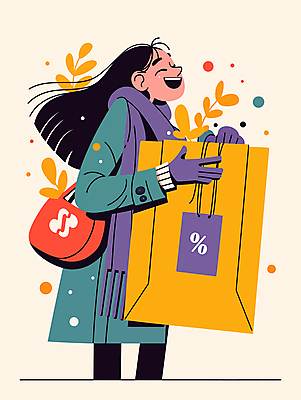 여자 행복 잎 가방 일러스트 바람 선물 한명 미소 웃음 들기 성인 쇼핑 쇼핑백 노란색 목도리 기쁨 코트 외출 베이지색 선물봉투 성인여자한명만 흩날리기 국내일러스트 AI파일 자연요소 식물 1 잡화 감정 컬러 모션 날씨 봉투 표정 사람 외투 여자한명만 성인여자만 파일형식 벡터