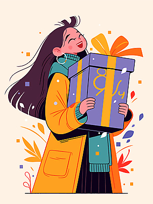 여자 행복 잎 일러스트 바람 선물 한명 미소 웃음 성인 선물상자 쇼핑 쇼핑백 보라색 귀걸이 목도리 기쁨 코트 외출 베이지색 성인여자한명만 흩날리기 국내일러스트 AI파일 자연요소 식물 1 잡화 감정 컬러 가방 장신구 모션 날씨 표정 사람 상자 외투 여자한명만 성인여자만 파일형식 벡터