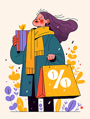 여자 행복 잎 일러스트 바람 선물 한명 미소 웃음 들기 성인 선물상자 쇼핑 쇼핑백 노란색 귀걸이 목도리 기쁨 코트 외출 베이지색 선물봉투 성인여자한명만 흩날리기 국내일러스트 AI파일 자연요소 식물 1 잡화 감정 컬러 가방 장신구 모션 날씨 봉투 표정 사람 상자 외투 여자한명만 성인여자만 파일형식 벡터