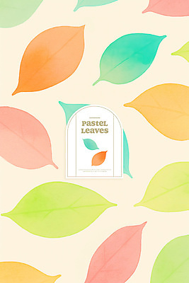 PSD 편집이미지 백그라운드 나뭇잎 수채화 사람없음 컬러풀 귀여움 파스텔톤 이미지편집 컬러 컨셉 잎 파일형식