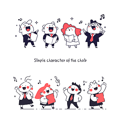 전신 여자 남자 음표 일러스트 노래 넥타이 협력 서기 미소 웃음 들기 여러명 성인 손들기 눈감음 만세 흰색 악보 심플 합창단 성인만 국내일러스트 AI파일 기호 잡화 음악 컬러 다수 모션 표정 사람 그룹 합창 파일형식 벡터