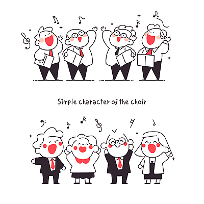 전신 여자 남자 음표 일러스트 노래 넥타이 협력 서기 미소 웃음 들기 여러명 성인 악보 심플 합창단 성인만 국내일러스트 AI파일 기호 잡화 음악 다수 모션 표정 사람 그룹 합창 파일형식 벡터