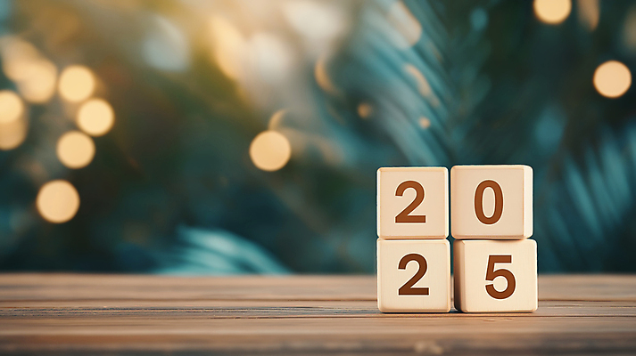 JPG 편집이미지 겨울 조명 새해 사람없음 빛 반짝임 숫자 쌓기 큐브 나무바닥 보케 연말 연초 나무블록 2025년 을사년 편집실사 AI포토 AI콘텐츠 문자 계절 모션 바닥 목재 블록 연도 CG 파일형식