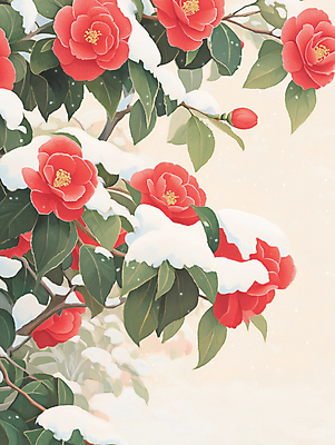 JPG 편집이미지 꽃 겨울 자연 나뭇잎 사람없음 빨간색 눈 감성 동백 동백나무 눈내림 편집실사 AI포토 AI콘텐츠 자연요소 나무 식물 계절 컬러 컨셉 잎 날씨 눈_날씨 CG 생태계 파일형식