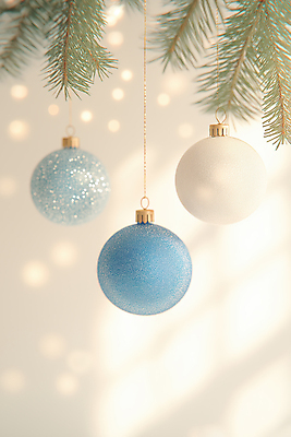 JPG 편집이미지 크리스마스 겨울 조명 따뜻함 그림자 사람없음 장식 파란색 반짝임 크리스마스트리 흰색 나뭇가지 구슬 보케 감성 오너먼트 편집실사 AI포토 AI콘텐츠 나무 계절 기념일 컬러 컨셉 크리스마스장식 모션 CG 파일형식