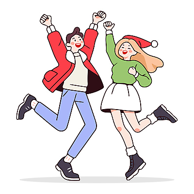 전신 커플 여자 남자 인물캐릭터 겨울 일러스트 산타모자 성인 두명 파티 점프 만세 즐거움 홀리데이 성인만 일러캐릭터 AI파일 캐릭터 모자_잡화 계절 감정 크리스마스 관계 모션 휴가 사람 이벤트 파일형식 벡터
