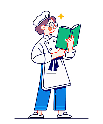 전신 여자 인물캐릭터 일러스트 직업캐릭터 요리사모자 한명 서기 미소 들기 성인 초록색 파란색 요리사 자신감 조리복 읽기 요리책 성인여자한명만 일러캐릭터 AI파일 직업 캐릭터 모자_잡화 1 감정 컬러 유니폼 모션 표정 사람 책 여자한명만 성인여자만 파일형식 벡터