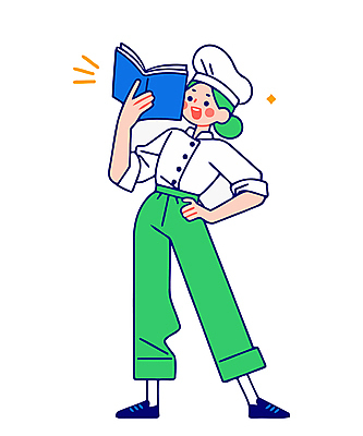 전신 여자 인물캐릭터 허리손 일러스트 직업캐릭터 요리사모자 한명 서기 미소 성인 초록색 파란색 요리사 자신감 조리복 읽기 요리책 성인여자한명만 일러캐릭터 AI파일 직업 캐릭터 모자_잡화 1 감정 컬러 포즈 유니폼 모션 표정 사람 책 여자한명만 성인여자만 파일형식 벡터