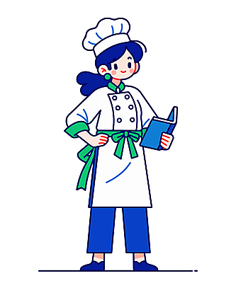 전신 여자 리본 인물캐릭터 허리손 일러스트 직업캐릭터 요리사모자 한명 서기 미소 들기 성인 초록색 파란색 요리사 자신감 조리복 읽기 요리책 성인여자한명만 일러캐릭터 AI파일 직업 캐릭터 모자_잡화 1 감정 컬러 포즈 유니폼 모션 표정 사람 책 여자한명만 성인여자만 파일형식 벡터