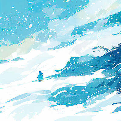 JPG 구름 실루엣 설경 겨울 일러스트 자연 하늘 한명 성인 뒷모습 파란색 차가움 눈보라 눈내림 성인한명만 눈덮임 국내일러스트 AI일러스트 AI콘텐츠 자연요소 1 계절 뷰포인트 컬러 컨셉 눈_날씨 촬영기법 사람 풍경 생태계 성인만 파일형식