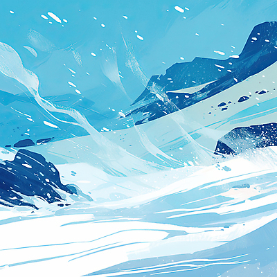 JPG 설경 겨울 일러스트 자연 하늘 바람 사람없음 파란색 바위 차가움 눈보라 눈내림 설산 눈덮임 국내일러스트 AI일러스트 AI콘텐츠 자연요소 계절 컬러 컨셉 날씨 산 눈_날씨 풍경 돌_바위 생태계 파일형식