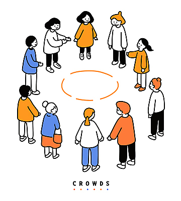 전신 여자 남자 일러스트 서기 여러명 성인 핸드백 원형 그룹 군중 성인만 국내일러스트 AI파일 도형 다수 가방 모션 사람 파일형식 벡터