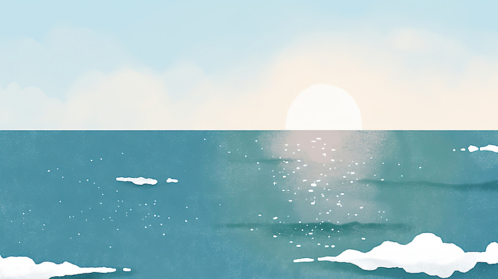 JPG 바다 일러스트 하늘 풍경 사람없음 물 햇빛 태양 반사 일출 잔물결 국내일러스트 AI일러스트 AI콘텐츠 자연요소 물결 노을 파일형식