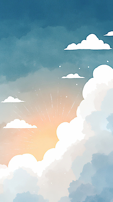 JPG 구름 일러스트 하늘 풍경 사람없음 햇빛 일출 국내일러스트 AI일러스트 AI콘텐츠 자연요소 태양 노을 파일형식