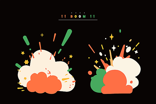 스티커 일러스트 사람없음 컬러풀 검은색 폭발 편집소스 이펙트그래픽 국내일러스트 AI파일 컬러 그래픽백그라운드 파일형식 벡터