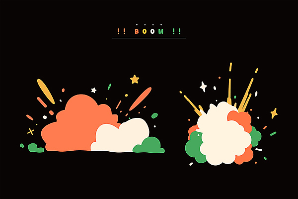 스티커 일러스트 사람없음 컬러풀 검은색 폭발 편집소스 이펙트그래픽 국내일러스트 AI파일 컬러 그래픽백그라운드 파일형식 벡터