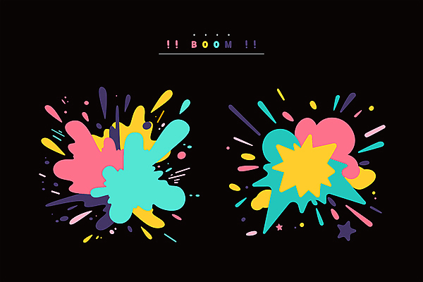 스티커 일러스트 사람없음 컬러풀 검은색 폭발 편집소스 이펙트그래픽 국내일러스트 AI파일 컬러 그래픽백그라운드 파일형식 벡터