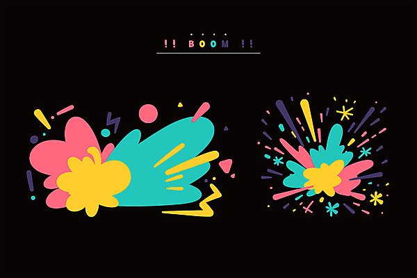 스티커 일러스트 사람없음 컬러풀 검은색 폭발 편집소스 이펙트그래픽 국내일러스트 AI파일 컬러 그래픽백그라운드 파일형식 벡터