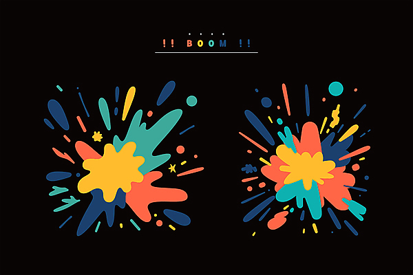 스티커 일러스트 사람없음 컬러풀 검은색 폭발 편집소스 이펙트그래픽 국내일러스트 AI파일 컬러 그래픽백그라운드 파일형식 벡터