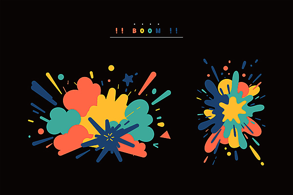 스티커 일러스트 사람없음 컬러풀 검은색 폭발 편집소스 이펙트그래픽 국내일러스트 AI파일 컬러 그래픽백그라운드 파일형식 벡터