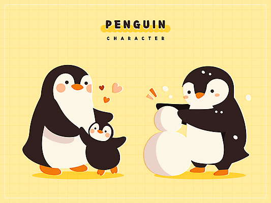 스티커 일러스트 안기 눈사람 사람없음 노란색 하트 눈 펭귄 만들기 펭귄캐릭터 아기펭귄 일러캐릭터 AI파일 자연요소 모양 캐릭터 새끼 컬러 동물캐릭터 모션 조류 날씨 파일형식 벡터
