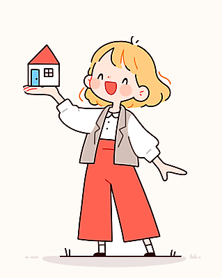 전신 여자 행복 일러스트 주택 한명 웃음 들기 성인 성인여자한명만 국내일러스트 AI파일 1 감정 모션 표정 사람 건물 여자한명만 성인여자만 파일형식 벡터