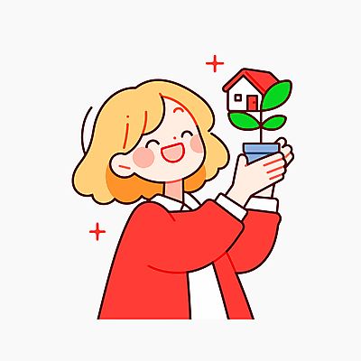 여자 행복 화분 일러스트 주택 한명 웃음 들기 상반신 성인 빨간색 반짝임 성인여자한명만 국내일러스트 AI파일 1 감정 컬러 모션 표정 사람 건물 여자한명만 성인여자만 파일형식 벡터