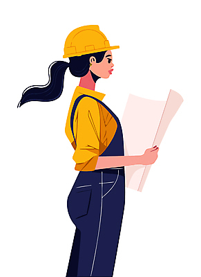여자 일러스트 직업캐릭터 작업복 공사 한명 들기 상반신 성인 설계도 전문직 감독 안전모 현장직 성인여자한명만 일러캐릭터 AI파일 직업 캐릭터 1 옷 모션 건설업 사람 헬멧 안전장비 여자한명만 성인여자만 파일형식 벡터