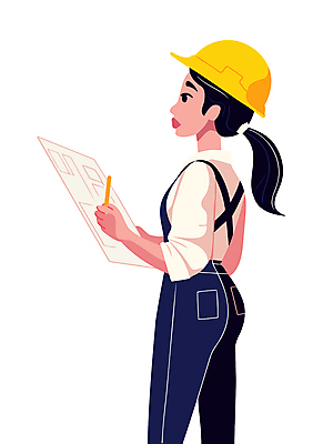 여자 일러스트 직업캐릭터 작업복 공사 한명 들기 상반신 성인 연필 설계도 전문직 감독 안전모 현장직 성인여자한명만 일러캐릭터 AI파일 직업 캐릭터 1 옷 모션 학용품 건설업 사람 필기구 헬멧 안전장비 여자한명만 성인여자만 파일형식 벡터