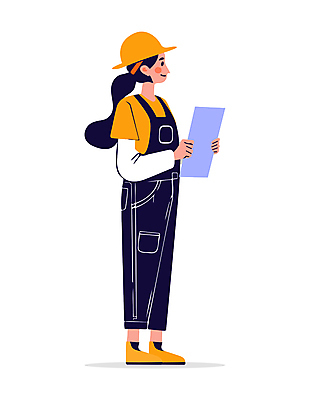 전신 여자 일러스트 직업캐릭터 작업복 공사 한명 들기 성인 설계도 감독 안전모 현장직 성인여자한명만 일러캐릭터 AI파일 직업 캐릭터 1 옷 모션 건설업 사람 헬멧 안전장비 여자한명만 성인여자만 파일형식 벡터