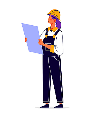전신 여자 일러스트 직업캐릭터 작업복 공사 한명 들기 성인 설계도 감독 안전모 현장직 성인여자한명만 일러캐릭터 AI파일 직업 캐릭터 1 옷 모션 건설업 사람 헬멧 안전장비 여자한명만 성인여자만 파일형식 벡터