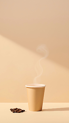 JPG 편집이미지 커피 한잔 그림자 사람없음 원두 수증기 종이컵 감성 베이지색 2025년 트렌드컬러 편집실사 모카무스 AI포토 AI콘텐츠 1 음료 컬러 컨셉 컵 일회용 연도 CG 파일형식