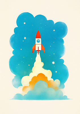 JPG 구름 별 과학 일러스트 하늘 사람없음 우주 로켓 우주여행 국내일러스트 AI일러스트 AI콘텐츠 자연요소 여행 파일형식