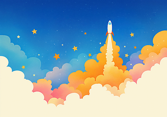 JPG 구름 별 과학 일러스트 하늘 사람없음 우주 로켓 우주여행 국내일러스트 AI일러스트 AI콘텐츠 자연요소 여행 파일형식