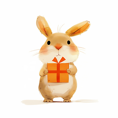 JPG 리본 일러스트 수채화 들기 사람없음 선물상자 마음 축하 토끼 토끼캐릭터 일러캐릭터 AI일러스트 AI콘텐츠 캐릭터 동물캐릭터 컨셉 포유류 모션 선물 반려동물 상자 파일형식
