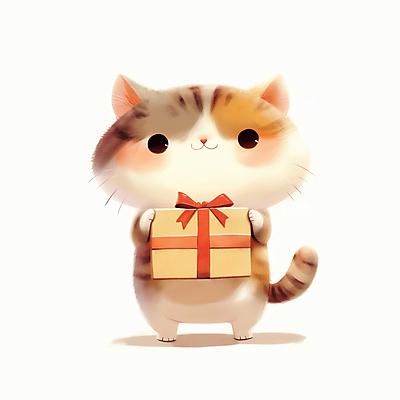 JPG 리본 일러스트 수채화 미소 들기 사람없음 선물상자 고양이 마음 축하 고양이캐릭터 일러캐릭터 AI일러스트 AI콘텐츠 캐릭터 동물캐릭터 컨셉 포유류 모션 표정 선물 반려동물 상자 파일형식