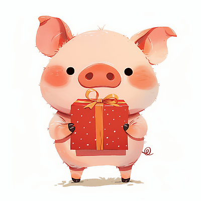 JPG 리본 일러스트 수채화 미소 들기 사람없음 선물상자 마음 축하 돼지 돼지캐릭터 일러캐릭터 AI일러스트 AI콘텐츠 캐릭터 동물캐릭터 컨셉 포유류 모션 표정 선물 상자 파일형식