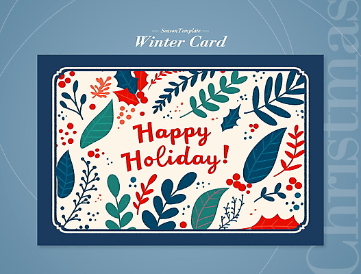 PSD 편집이미지 잎 크리스마스 겨울 프레임 이벤트 사람없음 파란색 휴일 디지털합성 레이아웃 포인세티아 편집소스 이미지편집 식물 계절 기념일 꽃 컬러 파일형식