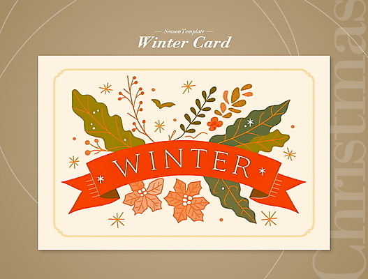 PSD 편집이미지 리본 잎 크리스마스 겨울 프레임 이벤트 사람없음 갈색 디지털합성 레이아웃 포인세티아 편집소스 이미지편집 식물 계절 기념일 꽃 컬러 파일형식