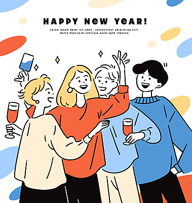 라이프스타일 여자 남자 행복 일러스트 잔 웃음 들기 여러명 상반신 성인 친구 파티 손들기 모임 즐거움 건배 주머니손 연말 성인만 송년회 국내일러스트 AI파일 식기 감정 다수 관계 모션 표정 사람 이벤트 생활 파일형식 벡터