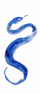 JPG 한마리 전통 일러스트 붓터치 새해 수묵화 사람없음 파란색 십이지신 뱀띠 동양화 번짐 을사년 국내일러스트 푸른뱀 AI일러스트 AI콘텐츠 1 컬러 미술 뱀 파일형식 2025년 효과