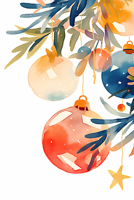 자연요소 계절 기념일 컨셉 크리스마스장식 크리스마스 파일형식 AI콘텐츠 별 수채화 감성 겨울 사람없음 크리스마스트리 오너먼트 장식 JPG 일러스트 국내일러스트 AI일러스트