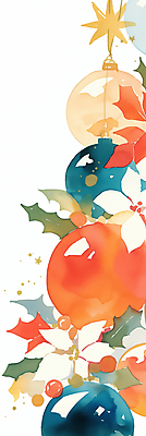 자연요소 계절 기념일 열매 꽃 컨셉 크리스마스장식 파일형식 AI콘텐츠 호랑가시나무열매 별 수채화 감성 겨울 크리스마스 사람없음 오너먼트 장식 포인세티아 JPG 일러스트 국내일러스트 AI일러스트