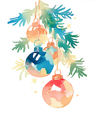 계절 기념일 컨셉 크리스마스장식 크리스마스 파일형식 AI콘텐츠 수채화 감성 겨울 사람없음 크리스마스트리 오너먼트 장식 JPG 일러스트 국내일러스트 AI일러스트