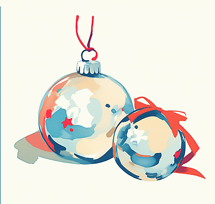 계절 기념일 컨셉 크리스마스장식 파일형식 AI콘텐츠 리본 수채화 감성 겨울 크리스마스 사람없음 오너먼트 장식 JPG 일러스트 국내일러스트 AI일러스트