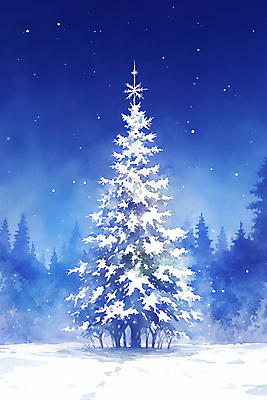 JPG 나무 겨울 일러스트 밤하늘 사람없음 파란색 설원 고요 흰색 눈 눈송이 숲 눈덮임 국내일러스트 AI일러스트 AI콘텐츠 자연요소 식물 계절 컬러 컨셉 하늘 날씨 눈_날씨 야간 파일형식